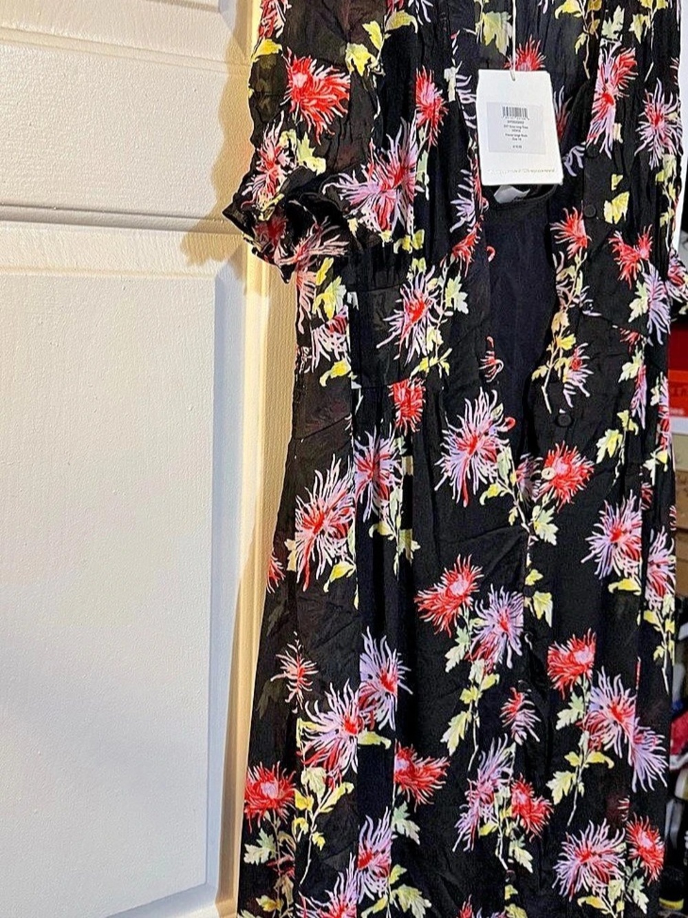 DVF Dress Floral Maxi Dress in Black Size XS NWT